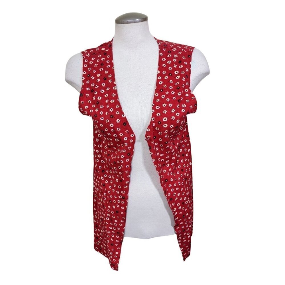 Vintage Charlie Sun Vest Size M Ditsy Floral One Button Sleeveless Cottagecore